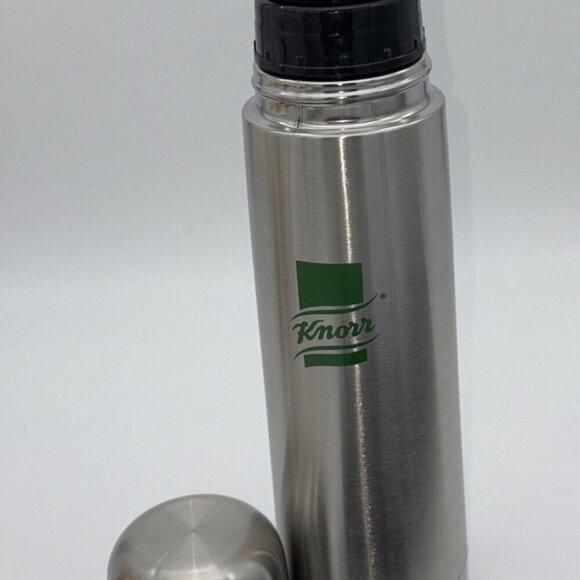 Knorr Stainless Steel 16oz Hot or Cold Pop & Pour Vacuum Thermal Flask With Case - Picture 2 of 3